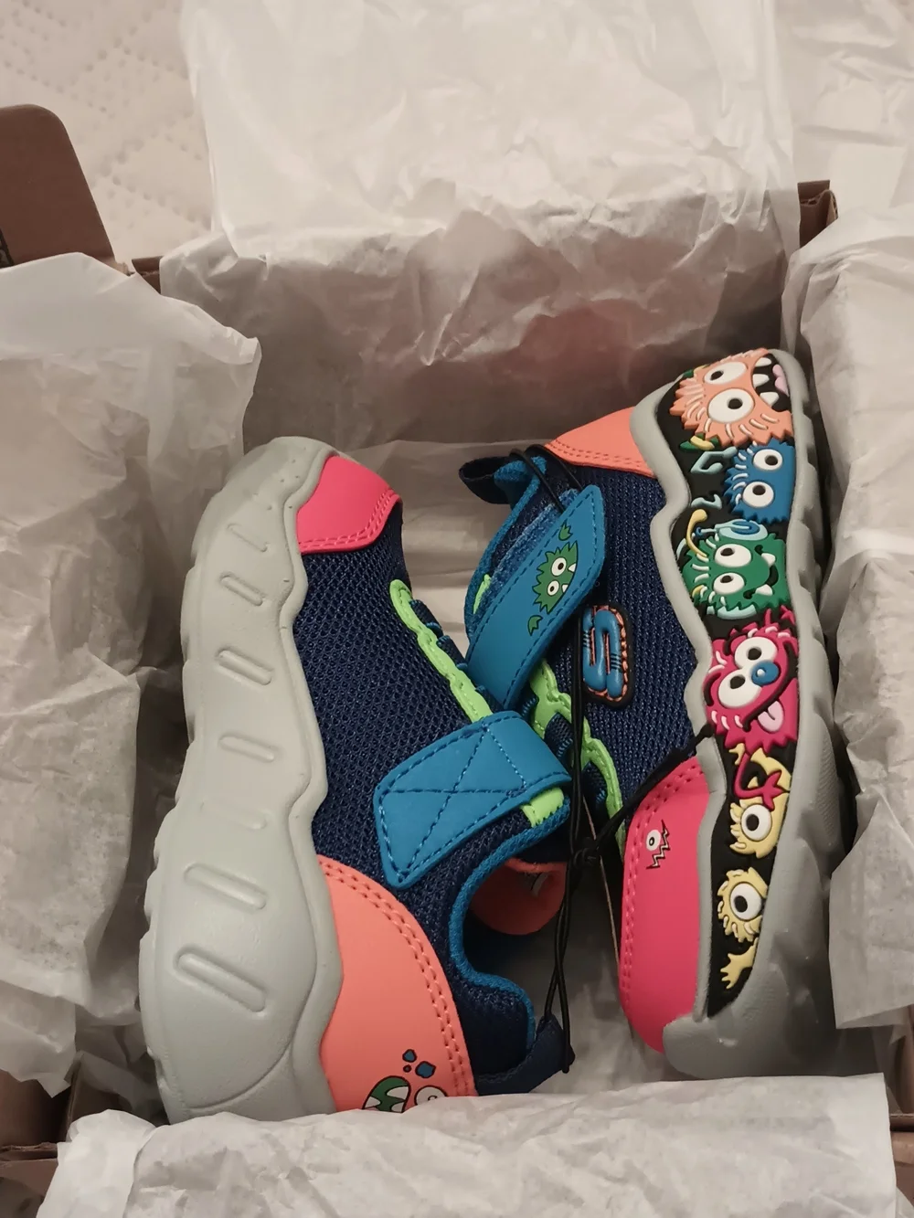 Kids Skechers Play Scene Navy, Pink & Lime Sneakers 6 Toddlers - Picture 4 of 14